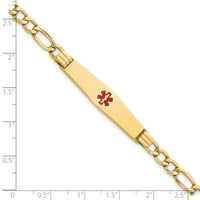 Thumbnail for 14K Semi-Solid Medical Soft Diamond Shape Red Enamel Figaro ID Bracelet