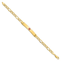 Thumbnail for 14K Semi-Solid Medical Polished Red Enamel Figaro ID Bracelet