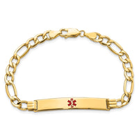 Thumbnail for 14K Semi-Solid Medical Polished Red Enamel Figaro ID Bracelet