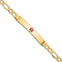 Thumbnail for 14K Semi-Solid Medical Polished Red Enamel Figaro ID Bracelet
