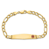 Thumbnail for 14K Semi-Solid Medical Soft Diamond Shape Red Enamel Figaro ID Bracelet