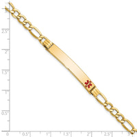 Thumbnail for 14K Semi-Solid Medical Polished Red Enamel Figaro ID Bracelet