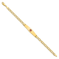 Thumbnail for 14K Semi-Solid Medical Soft Diamond Shape Red Enamel Curb ID Bracelet