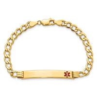Thumbnail for 14K Semi-Solid Medical Polished Red Enamel Cuban ID Bracelet