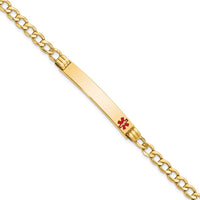 Thumbnail for 14K Semi-Solid Medical Polished Red Enamel Cuban ID Bracelet