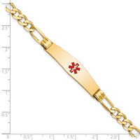 Thumbnail for 14K Medical Soft Diamond Shape Red Enamel Figaro ID Bracelet