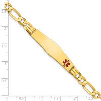 Thumbnail for 14K Medical Soft Diamond Shape Red Enamel Figaro ID Bracelet