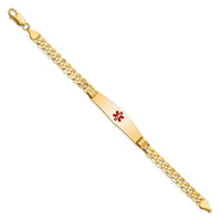 Thumbnail for 14K Medical Soft Diamond Shape Red Enamel Curb Link ID Bracelet