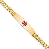 Thumbnail for 14K Medical Soft Diamond Shape Red Enamel Curb Link ID Bracelet