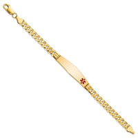 Thumbnail for 14K Medical Soft Diamond Shape Red Enamel Curb Link ID Bracelet