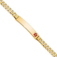 Thumbnail for 14K Medical Red Enamel Curb Link ID Bracelet