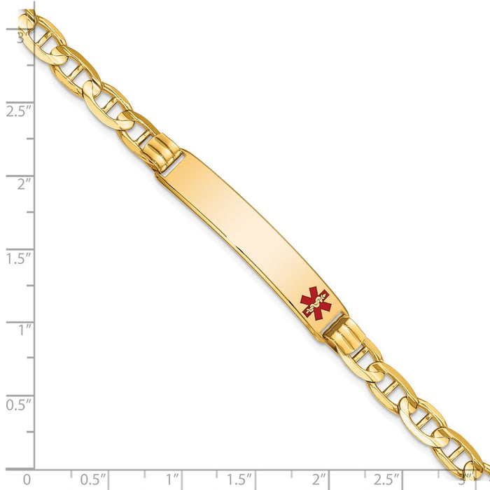 14K Medical Red Enamel Anchor Link ID Bracelet