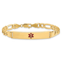 Thumbnail for 14K Semi-Solid Medical Red Enamel Figaro Link ID Bracelet