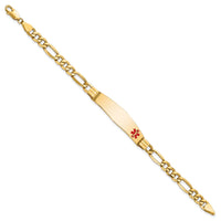 Thumbnail for 14K Semi-Solid Medical Soft Diamond Shape Enamel Figaro Link ID Bracelet