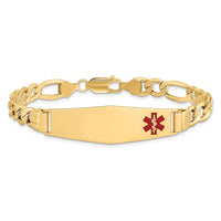 Thumbnail for 14K Semi-Solid Medical Soft Diamond Shape Red Enamel Figaro ID Bracelet
