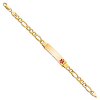 Thumbnail for 14K Semi-Solid Medical Polished Red Enamel Figaro ID Bracelet