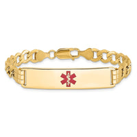 Thumbnail for 14K Semi-solid Medical Red Enamel Curb Link ID Bracelet