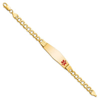 Thumbnail for 14K Semi-solid Medical Soft Diamond Shape Red Enamel Curb Link ID Bracelet