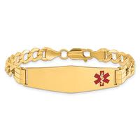 Thumbnail for 14K Semi-solid Medical Soft Diamond Shape Red Enamel Curb Link ID Bracelet
