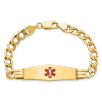 Thumbnail for 14K Semi-solid Medical Soft Diamond Shape Red Enamel Curb Link ID Bracelet