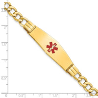 Thumbnail for 14K Semi-solid Medical Soft Diamond Shape Red Enamel Curb Link ID Bracelet