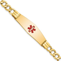 Thumbnail for 14K Semi-solid Medical Soft Diamond Shape Red Enamel Curb Link ID Bracelet