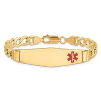 Thumbnail for 14K Semi-solid Medical Soft Diamond Shape Red Enamel Curb Link ID Bracelet