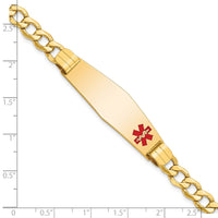 Thumbnail for 14K Semi-solid Medical Soft Diamond Shape Red Enamel Curb Link ID Bracelet