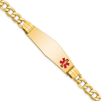 Thumbnail for 14K Semi-solid Medical Soft Diamond Shape Red Enamel Curb Link ID Bracelet