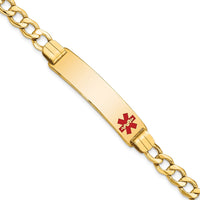 Thumbnail for 14K Semi-solid Medical Red Enamel Curb Link ID Bracelet