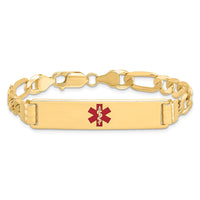 Thumbnail for 14K Medical Red Enamel Flat Figaro Link ID Bracelet