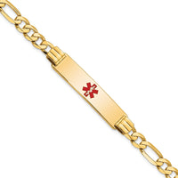 Thumbnail for 14K Medical Red Enamel Flat Figaro Link ID Bracelet