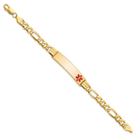 Thumbnail for 14K Medical Red Enamel Flat Figaro Link ID Bracelet