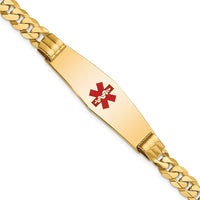 Thumbnail for 14K Medical Soft Diamond Shape Red Enamel Curb Link ID Bracelet