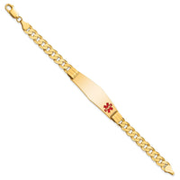 Thumbnail for 14K Medical Soft Diamond Shape Red Enamel Curb Link ID Bracelet