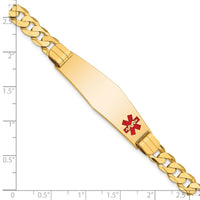 Thumbnail for 14K Medical Soft Diamond Shape Red Enamel Curb Link ID Bracelet