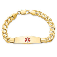 Thumbnail for 14K Medical Soft Diamond Shape Red Enamel Curb ID Bracelet