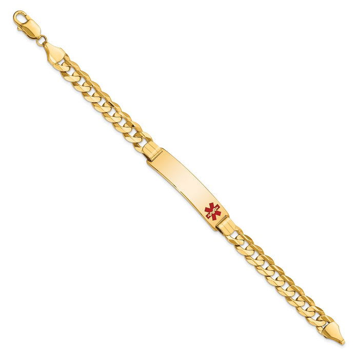 14K Medical Red Enamel Curb ID Bracelet