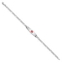 Thumbnail for 14K WG Medical Soft Diamond Shape Red Enamel Figaro Link ID Bracelet