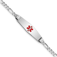 Thumbnail for 14K WG Medical Soft Diamond Shape Red Enamel Figaro Link ID Bracelet