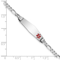 Thumbnail for 14K WG Medical Soft Diamond Shape Red Enamel Figaro Link ID Bracelet