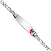 Thumbnail for 14K WG Medical Soft Diamond Shape Red Enamel Figaro Link ID Bracelet