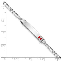 Thumbnail for 14K White Gold Medical Red Enamel Figaro Link ID Bracelet