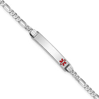 Thumbnail for 14K White Gold Medical Red Enamel Figaro Link ID Bracelet