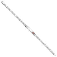 Thumbnail for 14K White Gold Medical Red Enamel Figaro Link ID Bracelet