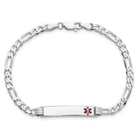 Thumbnail for 14K White Gold Medical Red Enamel Figaro Link ID Bracelet