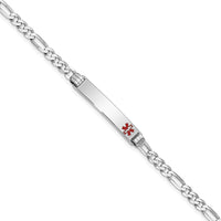 Thumbnail for 14K White Gold Medical Red Enamel Figaro Link ID Bracelet