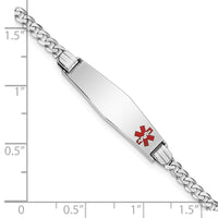 Thumbnail for 14K WG Medical Soft Diamond Shape Red Enamel Flat Curb Link ID Bracelet