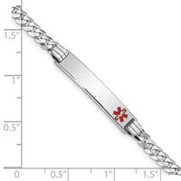 Thumbnail for 14K White Gold Medical Red Enamel Flat Curb Link ID Bracelet