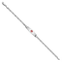 Thumbnail for 14K WG Medical Soft Diamond Shape Red Enamel Anchor Link ID Bracelet